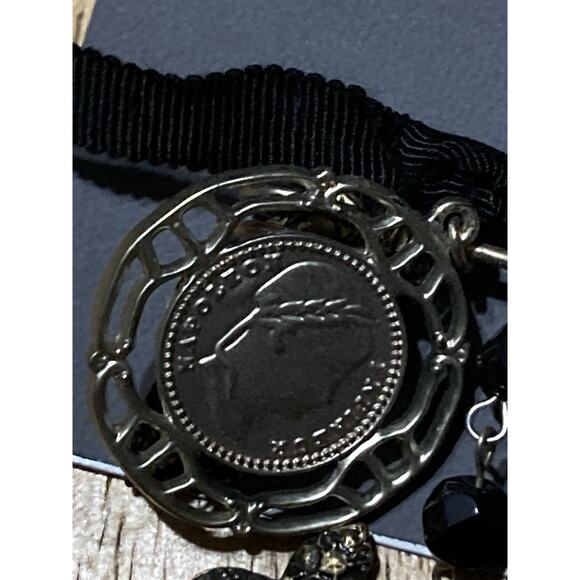 EXPRESS Brushed Gold Tone Dangle Brooch Charm Tassels Bird Napoleon Coin - Picture 2 of 5